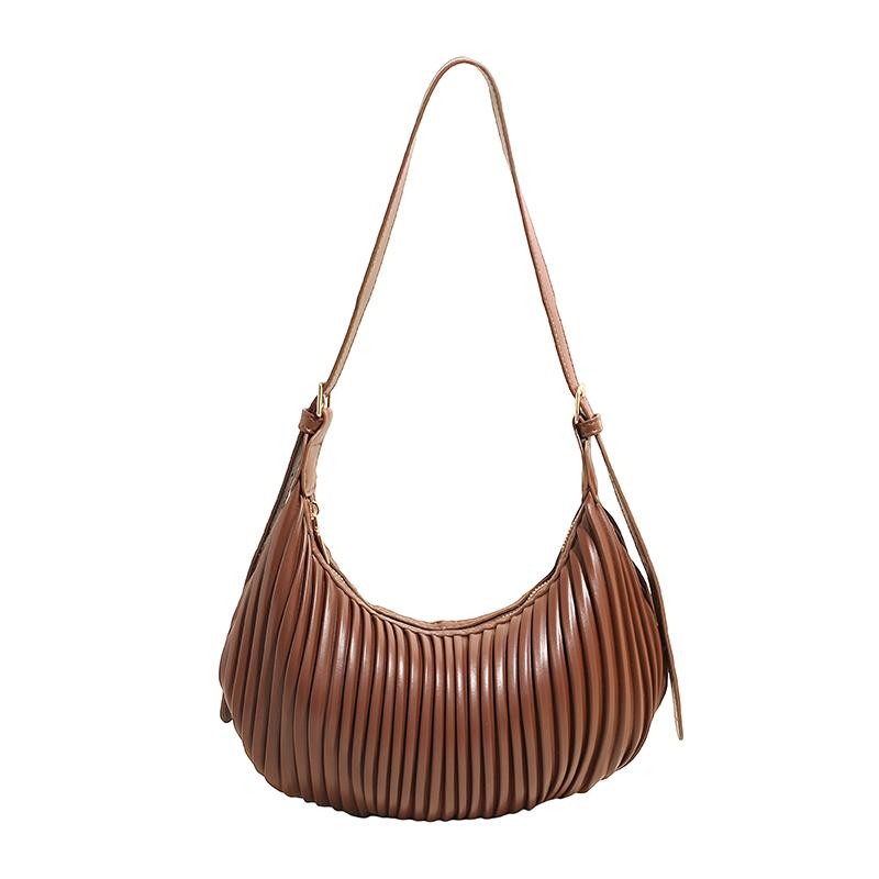 Korean Style Fashion Simple Underarm Bags 2025 Winter Pu Leather Textured Striped Crossbody Bag Female Casual Commuting One Shoulder Bags