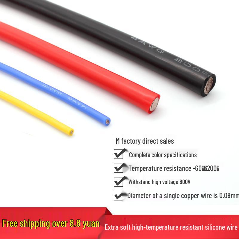 High-Temp Ultra-Soft Silicone Wire for Model Aircraft - 16 To 4 AWG