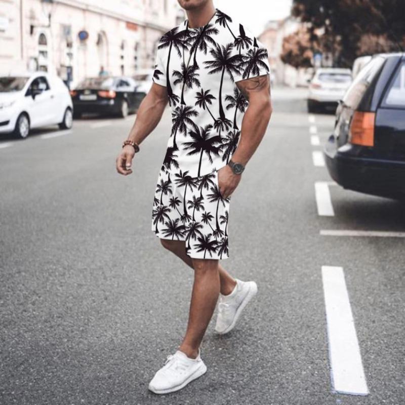 Summer Men's Clothing 3d Printed Man Casual Fashion Short Sleeve Set Man Fashion Printed Short Sleeve Shorts Two-Piece