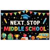 Back To School Banner Educational Elements School Celebration Background Next Stop Display Star Decorations Graduation Backdrop