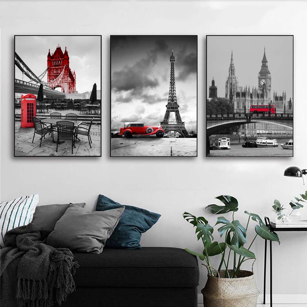 Nordic City Sign Building Landscape Canvas Painting Train Poster In Snow Office Living Room Bedroom Home Decoration Mural No Frame