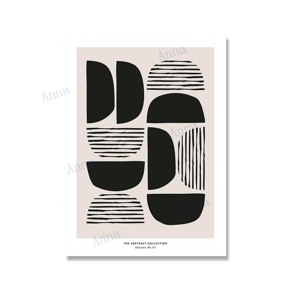 Minimalist Mid-Century Modern Geometric Art Line Poster and Print Canvas Pictures Wall Art Paintings for Living Room Home Decor