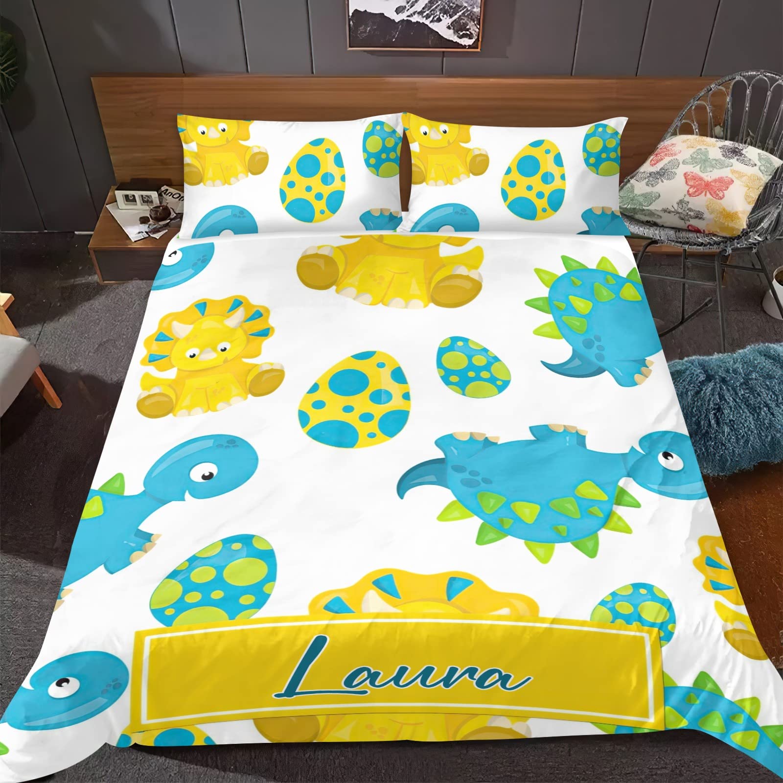 

Custom Name Soft Duvet Cover Set Carton Forest Animals Beding Set Twin Ful Quen King for Children Kids Young Girls Young Boys Birthday Weding Gifts 100*200cm Single