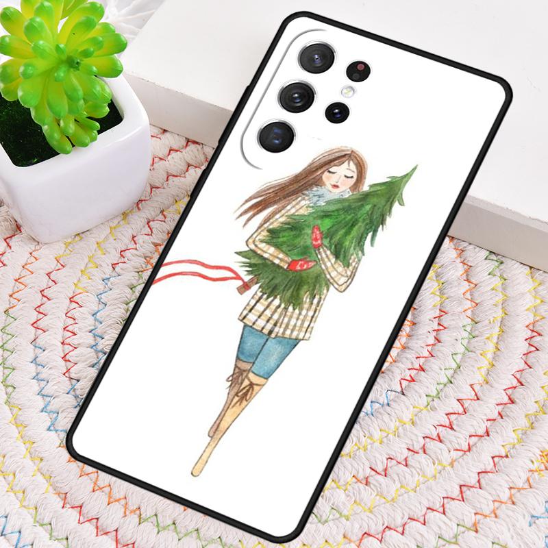 Weihnachts Mädchen Baum Geschenk Handyhülle für Samsung Galaxy note 10 pro S26 Ultra S23 S24 FE S25 S21 S22 PLUS stoßfest Hülle