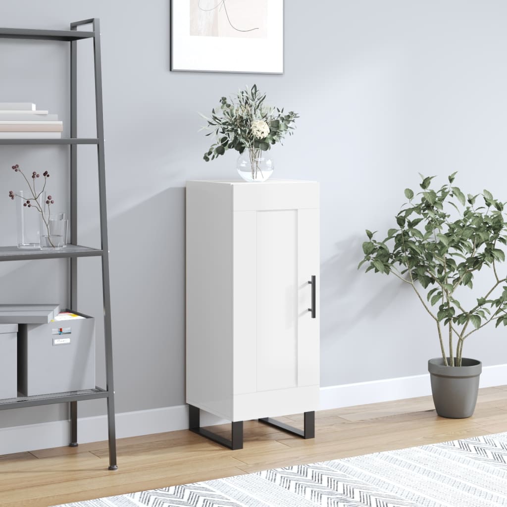 Sideboard High Gloss White 34.5 x 34 x 90 cm Engineered Wood