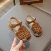 New style sandals for girls, woven casual baby shoes, children's comfortable beach shoes, breathable sandals