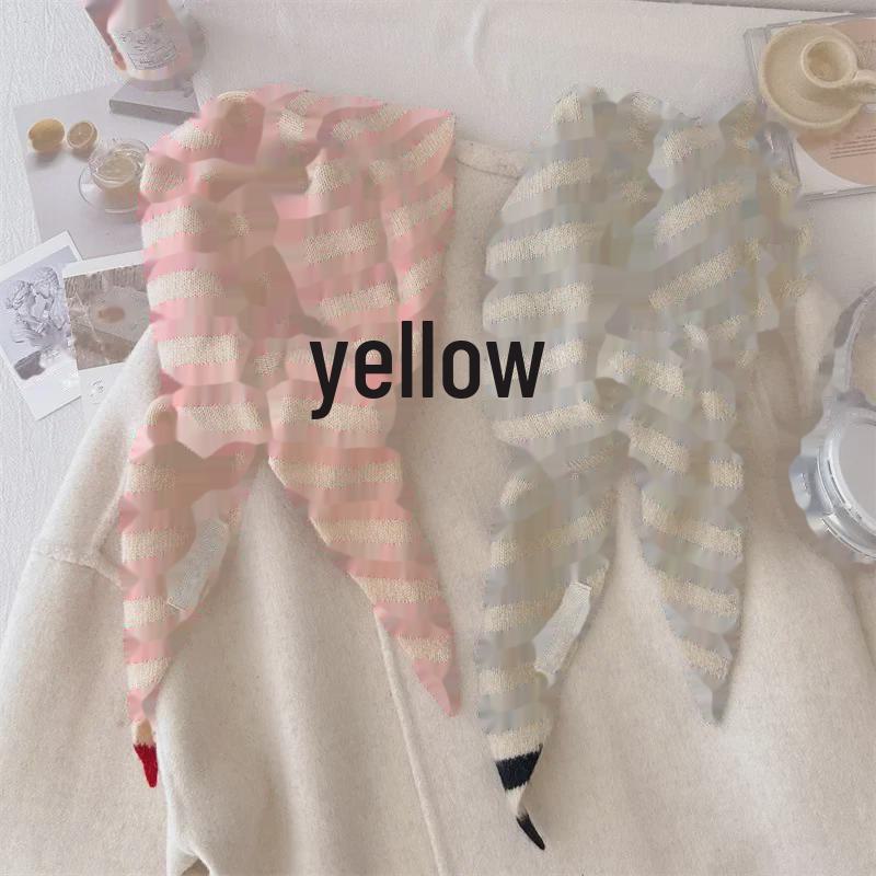 "100% Australian Wool Striped Triangular Scarf - Versatile Women's Knitted Shawl and Headscarf"