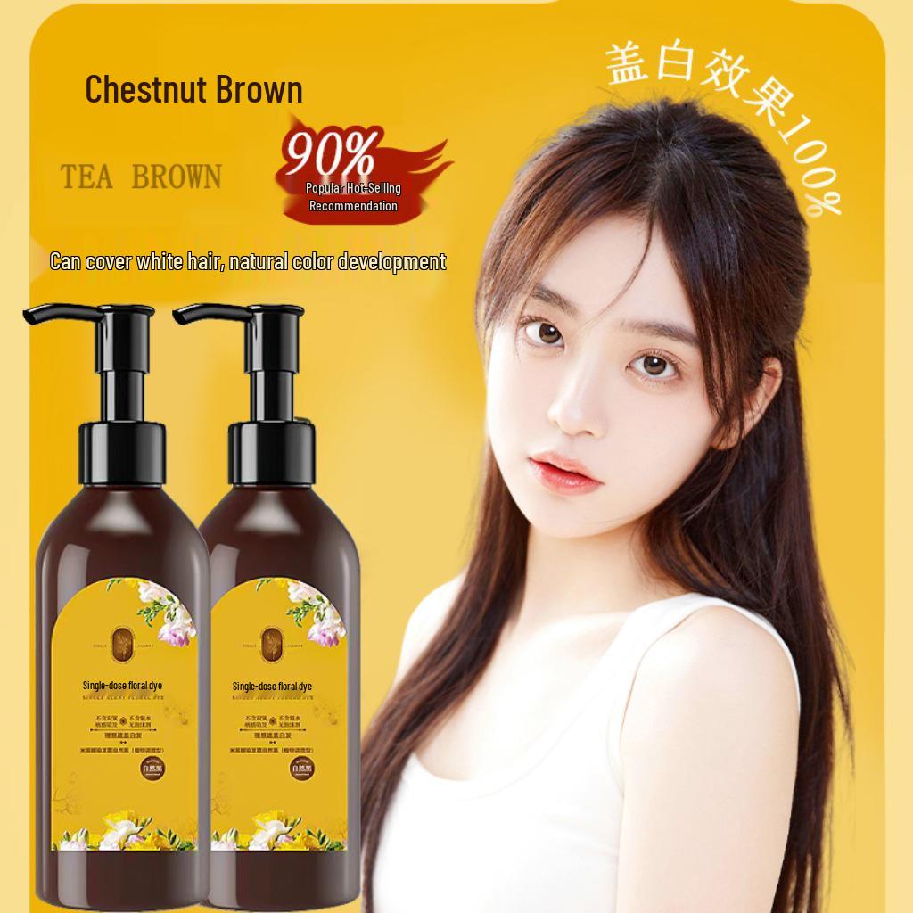 Крем-краска для волос с цветочным ароматом: Без перекиси водорода, Не оставляет пятен, Формула на растительной основе, Раствор для однократного применения для покрытия седых волос. 300ml