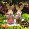 35cm Easter Straw Rabbit Woven Bunny Easter Decoration Sculpture Yard Party Home Easter Ornament Statuette Decoration