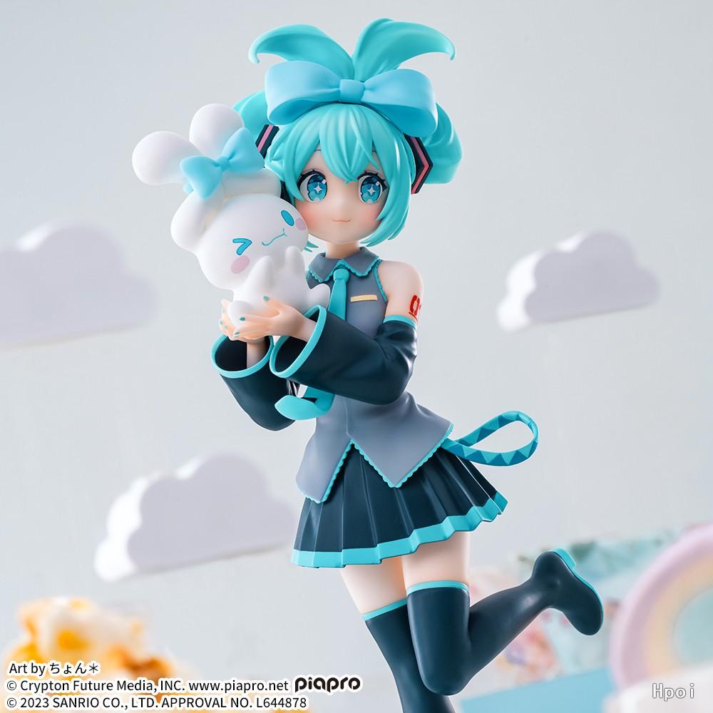 17CM Anime Hatsune Miku X Cinnamoroll Figure Anime Peripheral Collectible Models Decorative Decorations Children Kawaii Gift