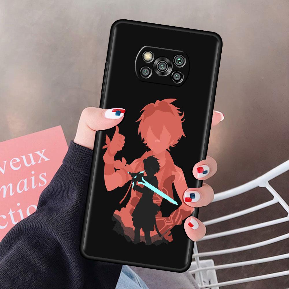 Genshin wpływ Anime etui na xiaomi mi Poco X3 NFC M3 Pocophone F1 F3 GT czerwony mi K40 Pro dla mi 10T Pro Capa pokrowiec na telefon