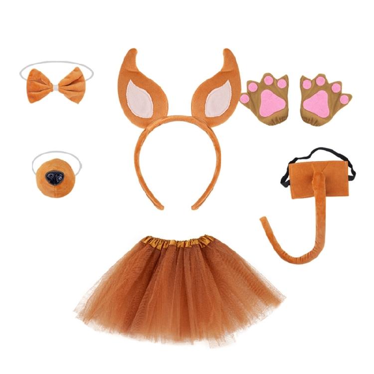 Foxes Ears Headband Plush Tail Bowtie Dogs False Nose Dogs Hair Hoop Set Animals Cosplay Costume Set for Halloween