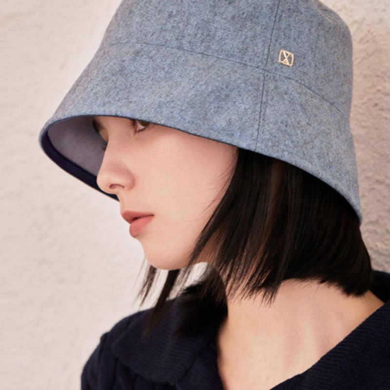 VARZAR VA Square Drop Overfit Bucket Hat Ash Blue