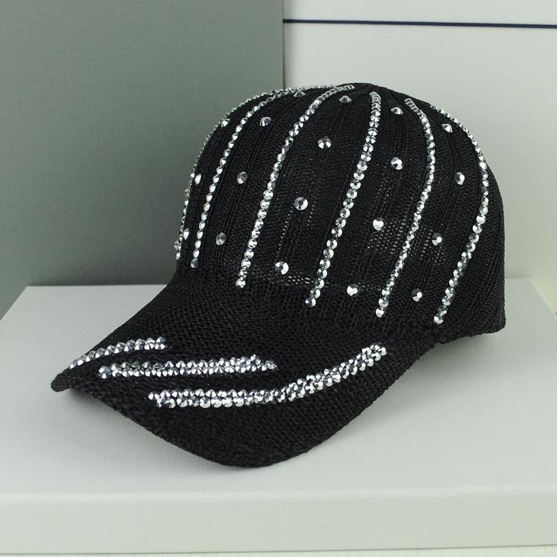 

Шляпа трендовая универсальная кепка весна и осень сетчатая шляпа солнцезащитная шляпа дышащая модная бриллиантовая бейсболка Adjustable чёрный