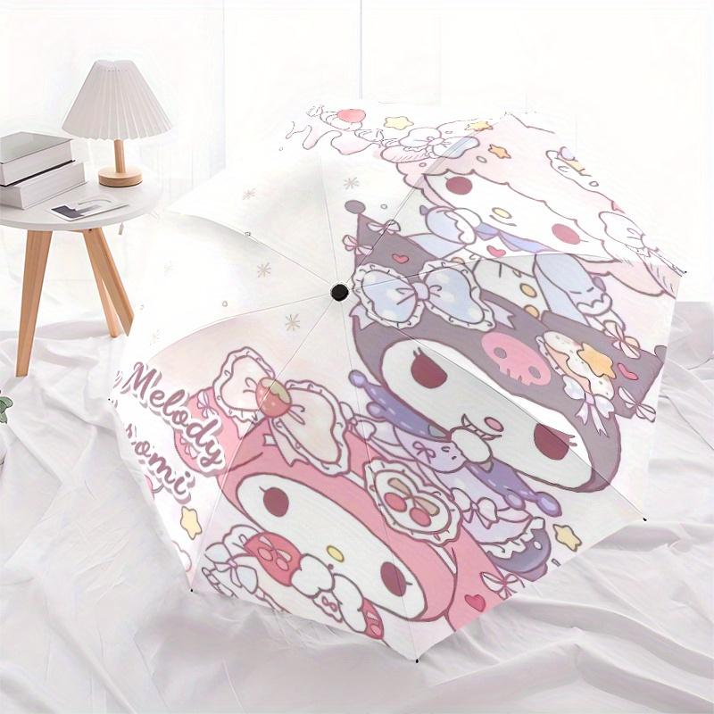 Kuromi My Melody My Sweet Piano Automatic 3-Fold Cartoon Umbrella Design, Cute Cartoon Pattern, Portable Outdoor Umbrella, Perfect, Holiday Gift for D