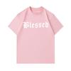 Men's 100% Cotton Crew Neck Short Sleeve T-Shirt, Casual Blessed Gothic Letter Print Breathable Soft Daily Wear Tees for Men Streetwear Fashion Comfy