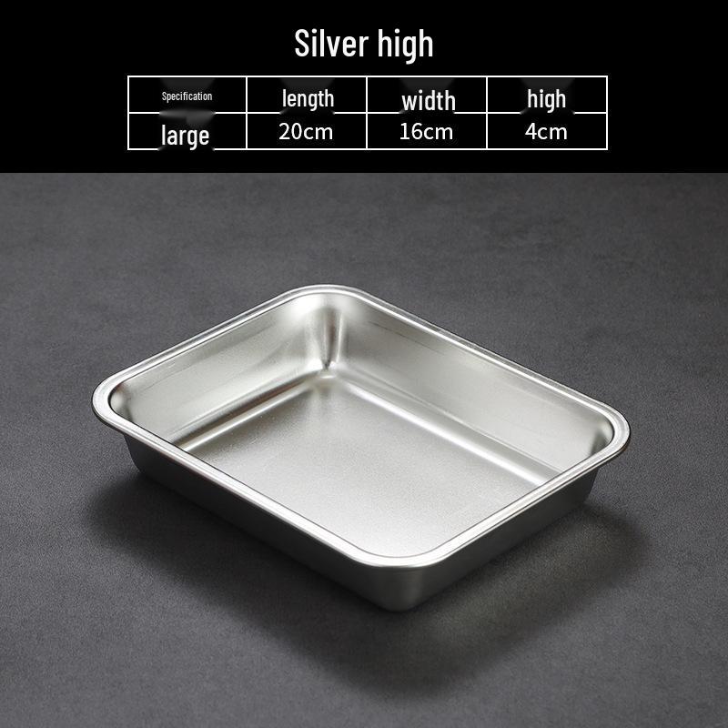 Korean Style Stainless Steel Square Golden Tray: Barbecue, Dumplings, Fast Food, Snacks, Hot Pot, Vegetables.