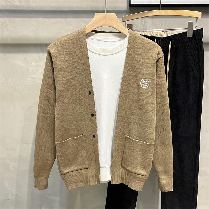 Мужской ретро-кардиган в японско-корейском стиле, приталенный - Повседневный осенне-зимний свитер L