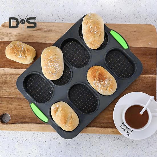 Silikonowa forma do chleba nieprzywierająca, spożywcza, bagietka, blacha do pieczenia ciast z otworami odpływowymi do domowej kuchni, piekarni, bułek do burgerów, ciasteczek kanapkowych