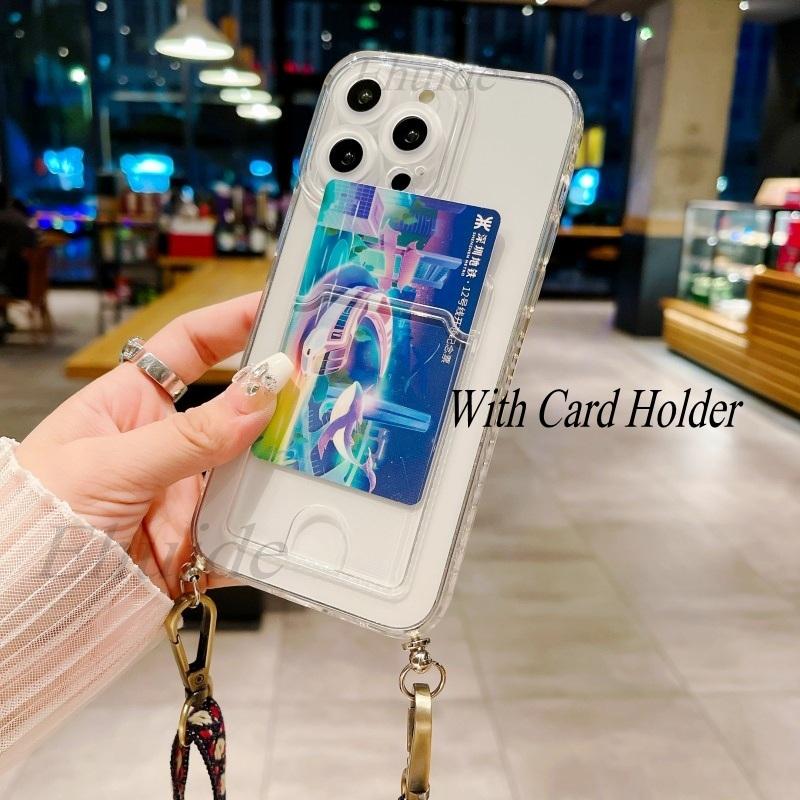 Vintage Strap Case For Samsung Galaxy S25 Ultra S24 FE A36 A06 A16 A55 A35 A15 Crossbody Lanyard Wallet Card Crystal Clear Cover
