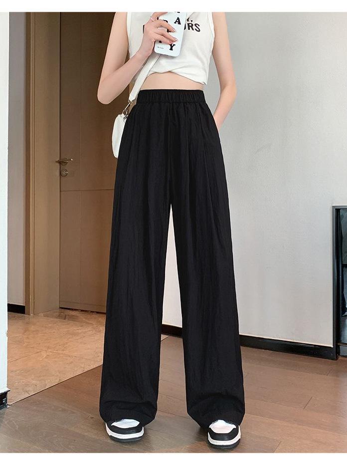 Women's Retro High-Waist Wide-Leg Pleated Pants - Summer Casual Loose Fit