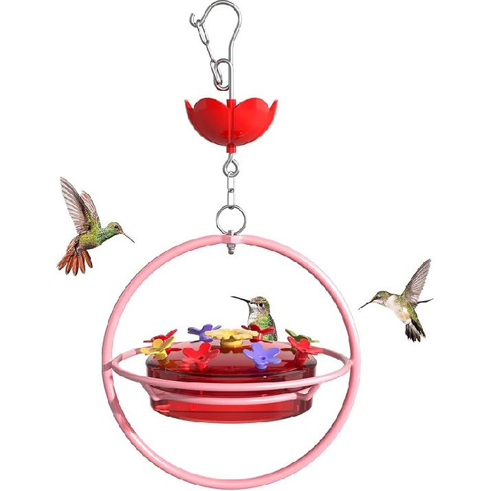 Hummingbird Feeder - Wide Mouth Nectar Feeder with Ant Moat, Easy-Refill Top & Leak-Proof, Unique Gift Outdoor Garden & Backyard Decor Hanging -