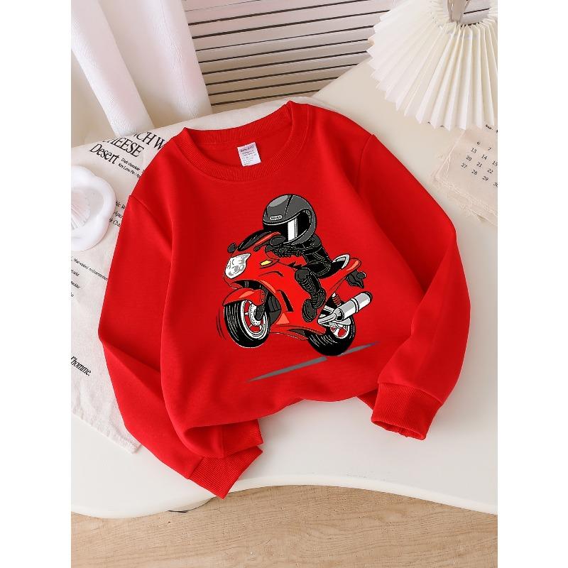 Kids Sweatshirt,Fashion Sweatshirt, Featuring a Racing Motorcycle Rider Design, Perfect for Autumn And Winter