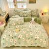 White Plant Flower Milk Velvet Duvet Cover Green Reversible Soft Skin-friendly Comforter Cover Adult Kid Bedroom Winter Bedding