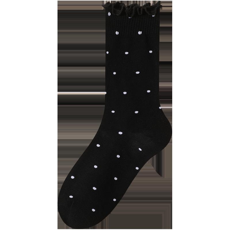 Women's Ruffle Polka Dot Scrunch Socks - Trendy Mid-Calf Cotton Ballet-Style Summer Socks