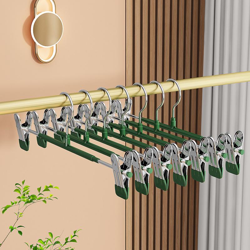 Stainless Steel Non-Slip Clip Hanger for Pants and Skirts - Traceless Plastic Dipped Storage Solution
