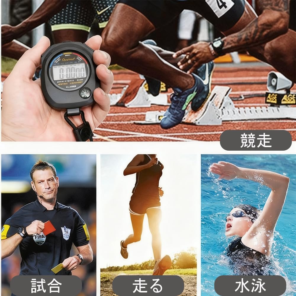 YUWENW Stopwatch for Sports with Dual Date Suitable for Referees and and Includes Stopwatch, 1-Pack, Digital, Waterproof, Multifunctional,