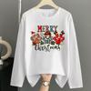 (Asian Size) Lovely Letter Merry Christmas New Year Graphic Tee Women Casual Fashion Top O-neck Clothing Print T Shirt Long Sleeve T-shirts