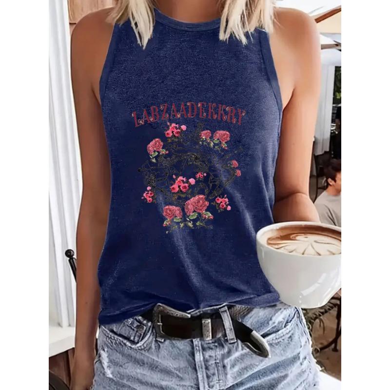 

Жилет с круглым вырезом и принтом, повседневный топ без рукавов на весну и лето XXL темно-синий