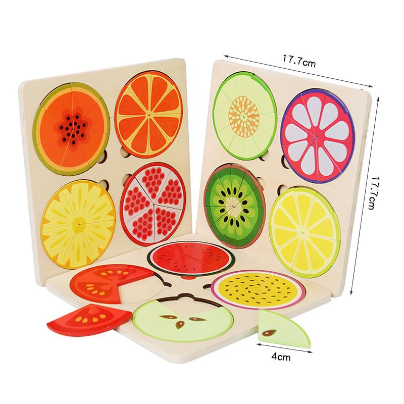 Fruit Fraction Board Math Teaching Tool Round Shape Instrument Kids Montessori Early Educational Math Development Toy Gifts