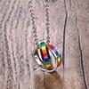 Colorful Rainbow Necklace Pride Day Titanium Steel Necklace Ring Pendant Necklace  Party