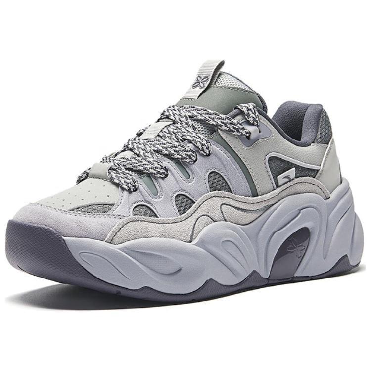 Anta Floral Shoes Slip Resistant Abrasion Resistant Low Top Chunky Sneakers Women's Gray 122528888R-4
