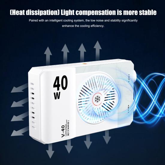 40W LED Camera Fill Light with Tripod Portable Lightweight 4400mAh Rechargeable Adjustable 1/4-Inch Thread