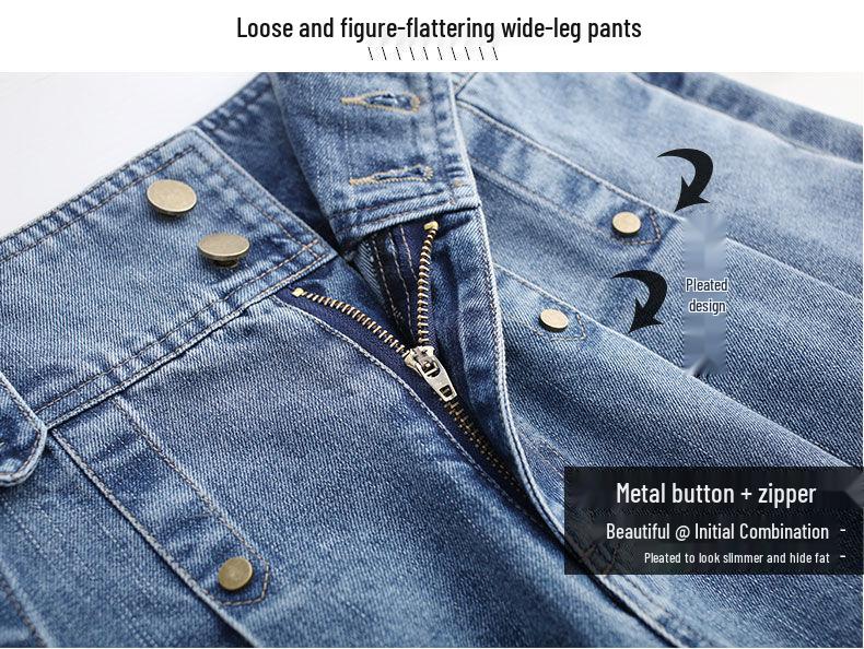 Women's High-Waisted Denim Wide-Leg Cropped Pants - Spring/Summer 2025 Fashion