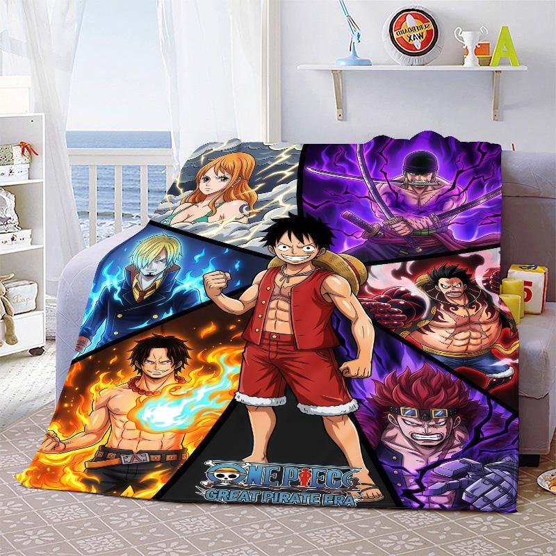 One Piece Anime Throw Blanket Flannel Soft Plush Warm Lightweight for Sofa Bed Couch Cozy Winter Decor Gift -QJY