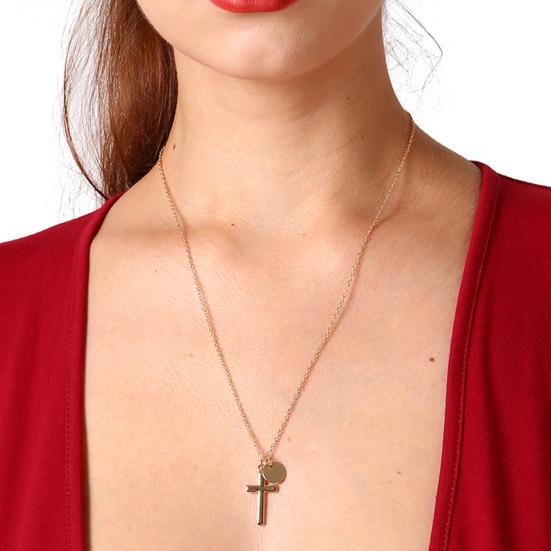 Einfache Kreuz-runde Legierungs-hängende Ketten-Halskette-Frauen-Schmuck-Geschenk