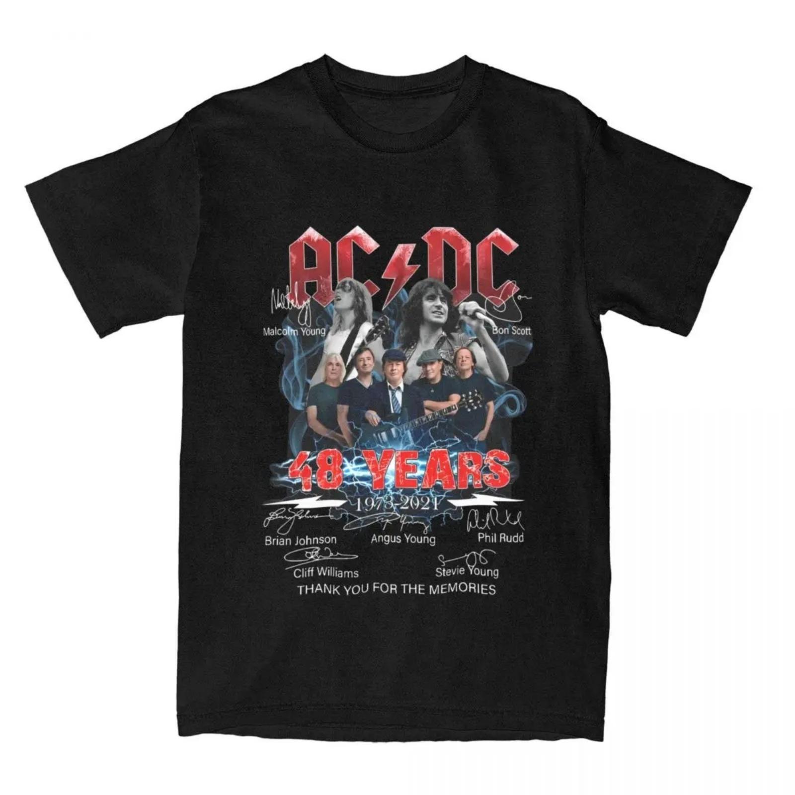 

2025 AC-DCS Band 49 Years Rare Vintage T Shirt Hip Hop women men TShirts Short-Sleeved Awesome Tops Summer Cotton Oversize Tees XXXXXL чорний