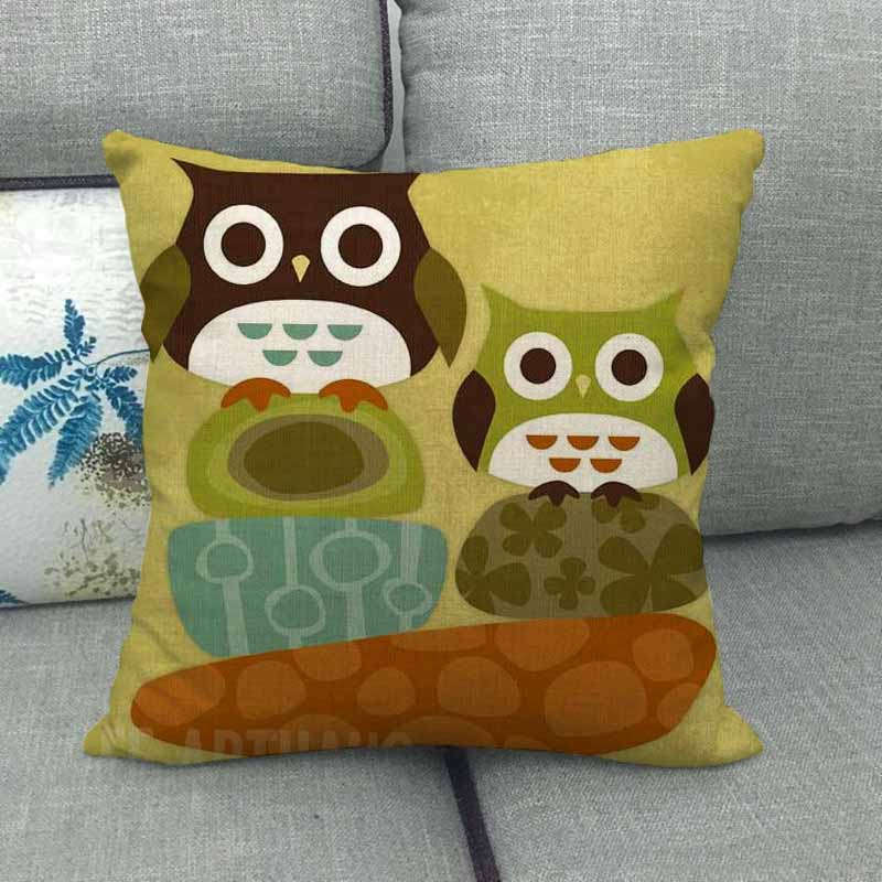 Cartoon Owl Series Digital Printing Short Plush Pillow Covers Decorative for Car Sofa Office Cushion Cover Home Goods