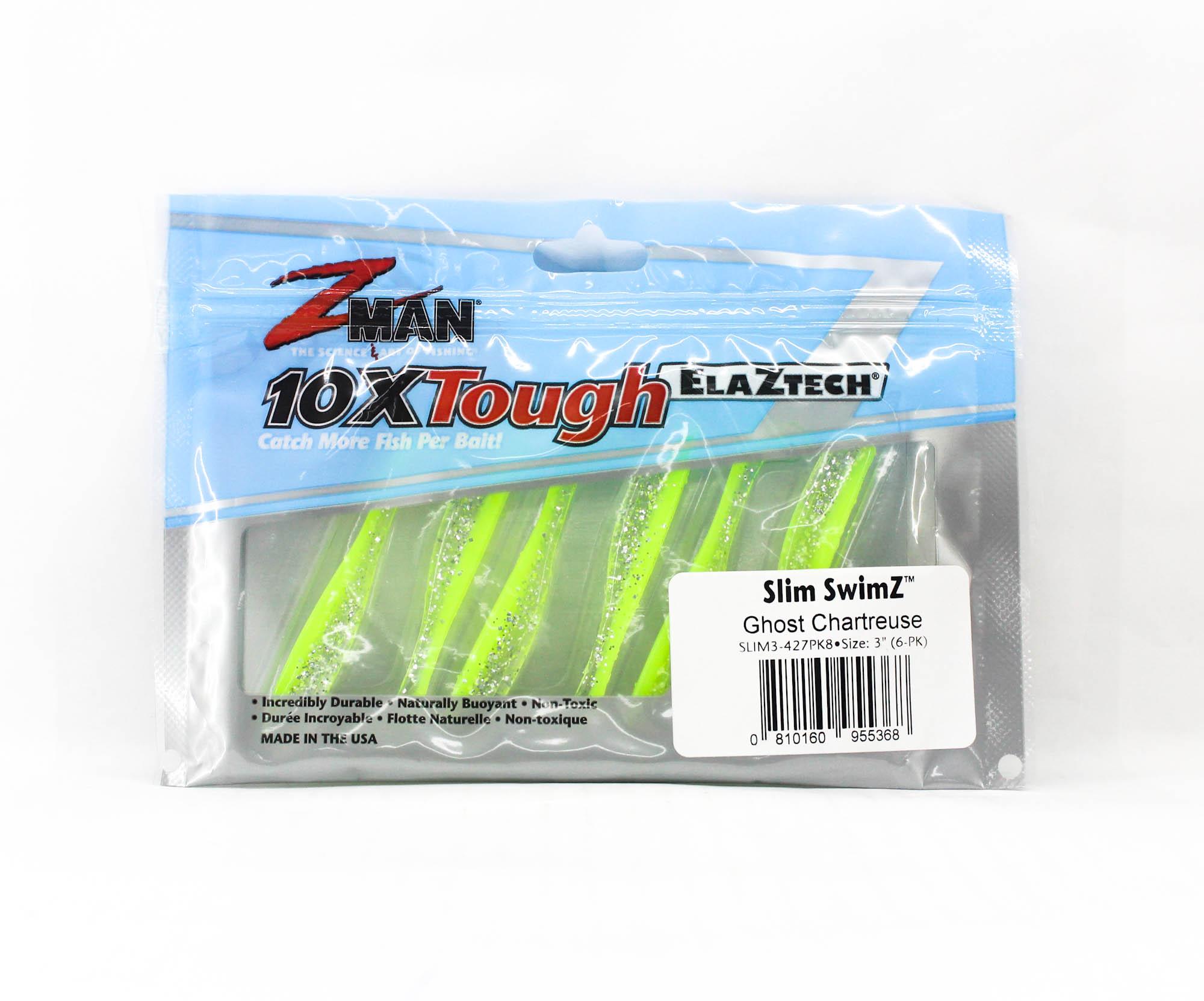 

Zman Soft Lure Slim SwimZ 3 Inch 6/Pack Ghost Chartreuse (5368)