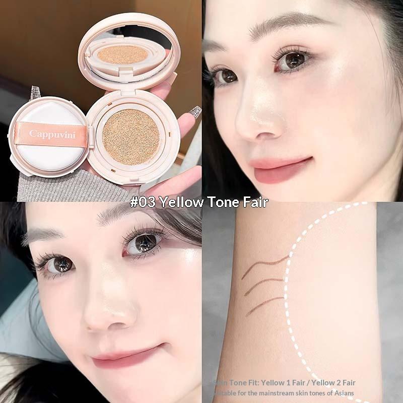Cappuvini Air Cushion BB Cream Base Hidratante Corrector Control de Grasa Impermeable Cobertura Total Cosméticos Faciales Impermeables