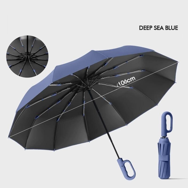 Extra Large 48 Bone Ring Buckle Umbrella Forward Fully Automatic Portable Wind-Resistant Male And Female Folding Rain Vinyl Umbr