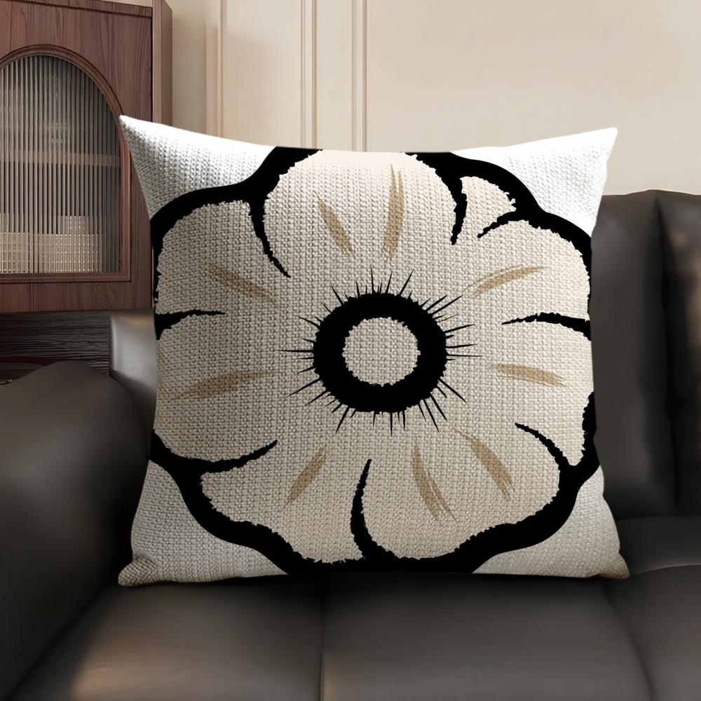 Retro Art Flowers Cushion Cover Natural Linen Organic Fabric DoubleSided Printing Sofa Home Decor Breathable Environmentally