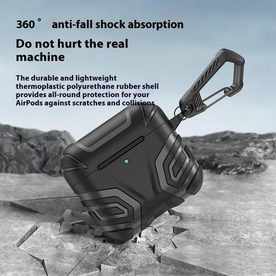 Pour AirPods 4 Étui Design Divisé TPU Souple Antichoc Housse d'Écouteurs avec Mousqueton