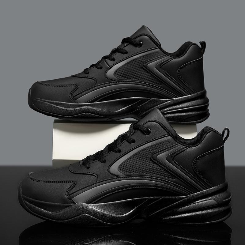 

Мужская спортивная обувь 2025 года, весна, новые кожаные модные туфли, корейская версия импортной торговли, очень большие размеры, модная повседневная мужская обувь 50 чёрный