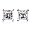 KNOBSPIN D Princess Cut Moissanite Earring S925 Sliver Plated with White Gold Earrings for Women Fine Jewelry