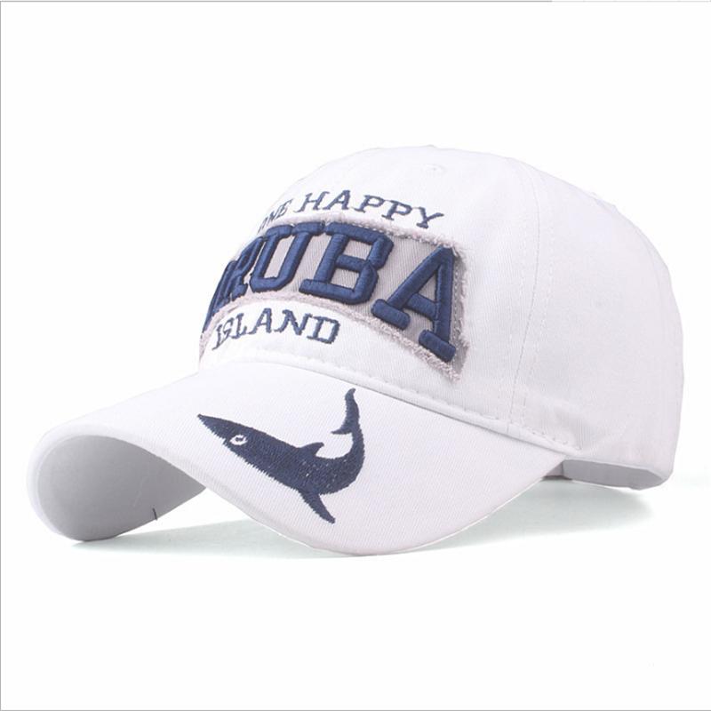 New Fashion ARUBA Shark Embroidery Baseball Cap Men Women One Happy Island Letter Sport Casual Cotton Sun Dad Hat Headwear Cap